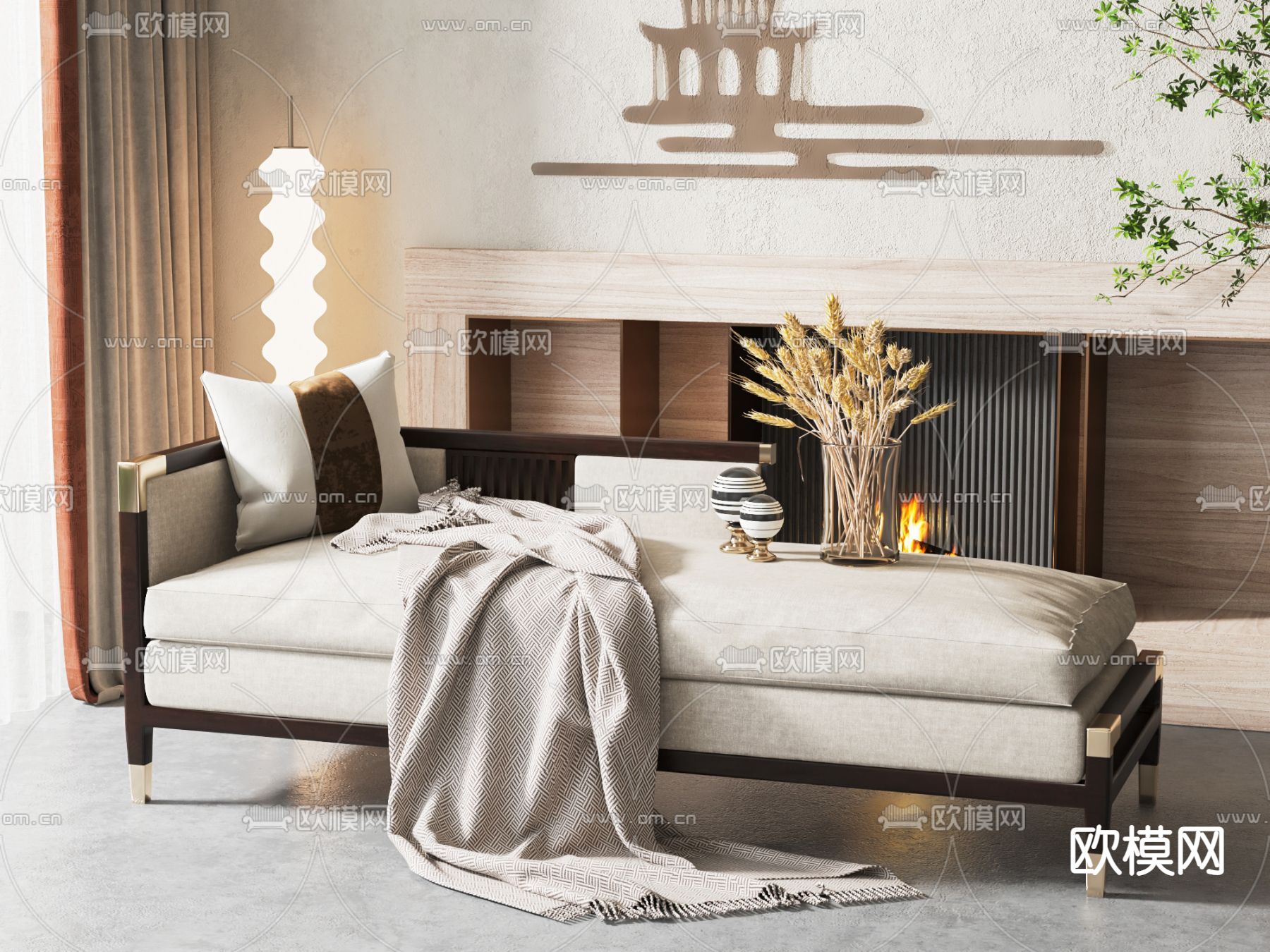 新中式贵妃椅 美人榻3d模型下载