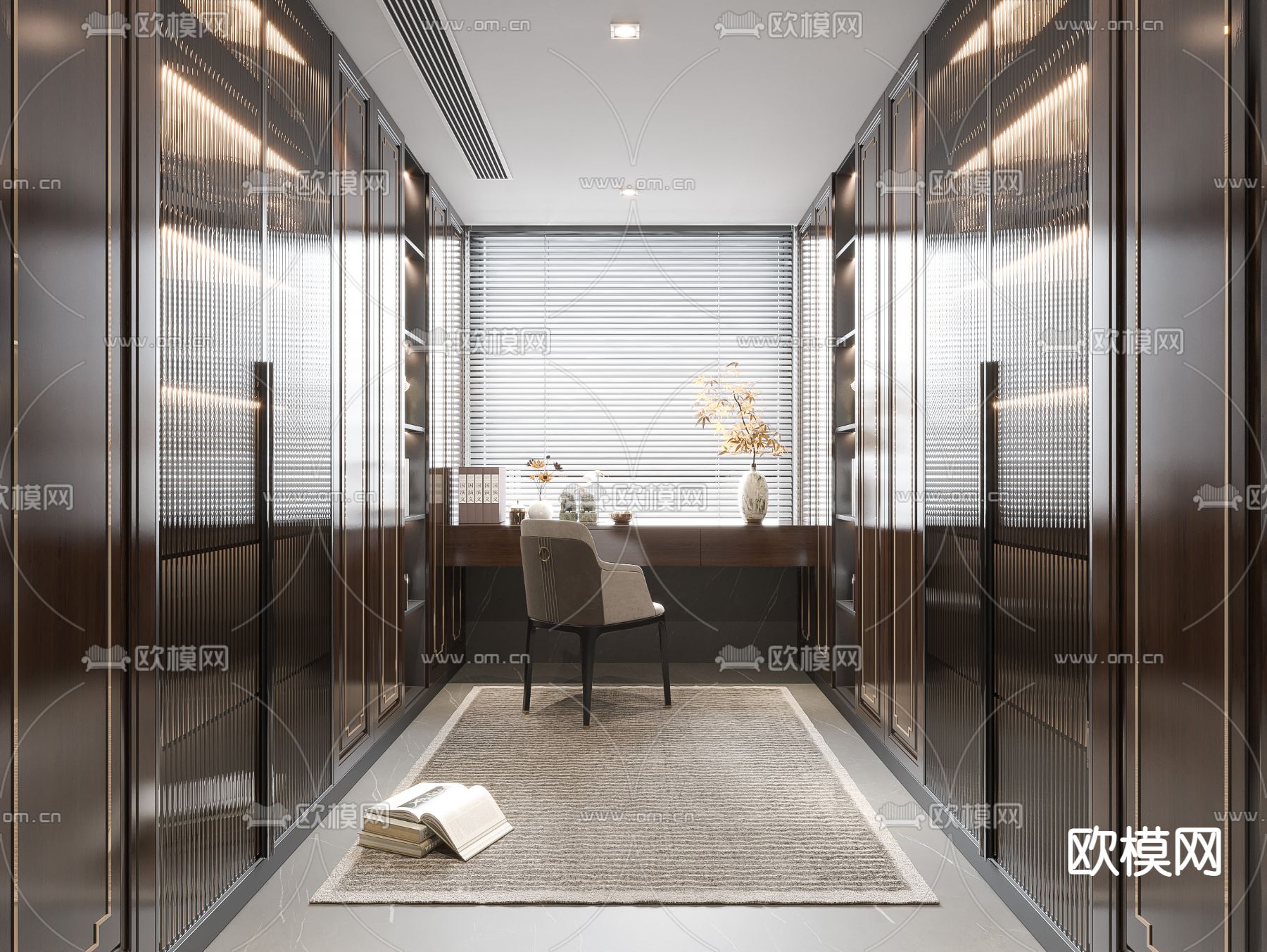 新中式衣帽间3d模型下载