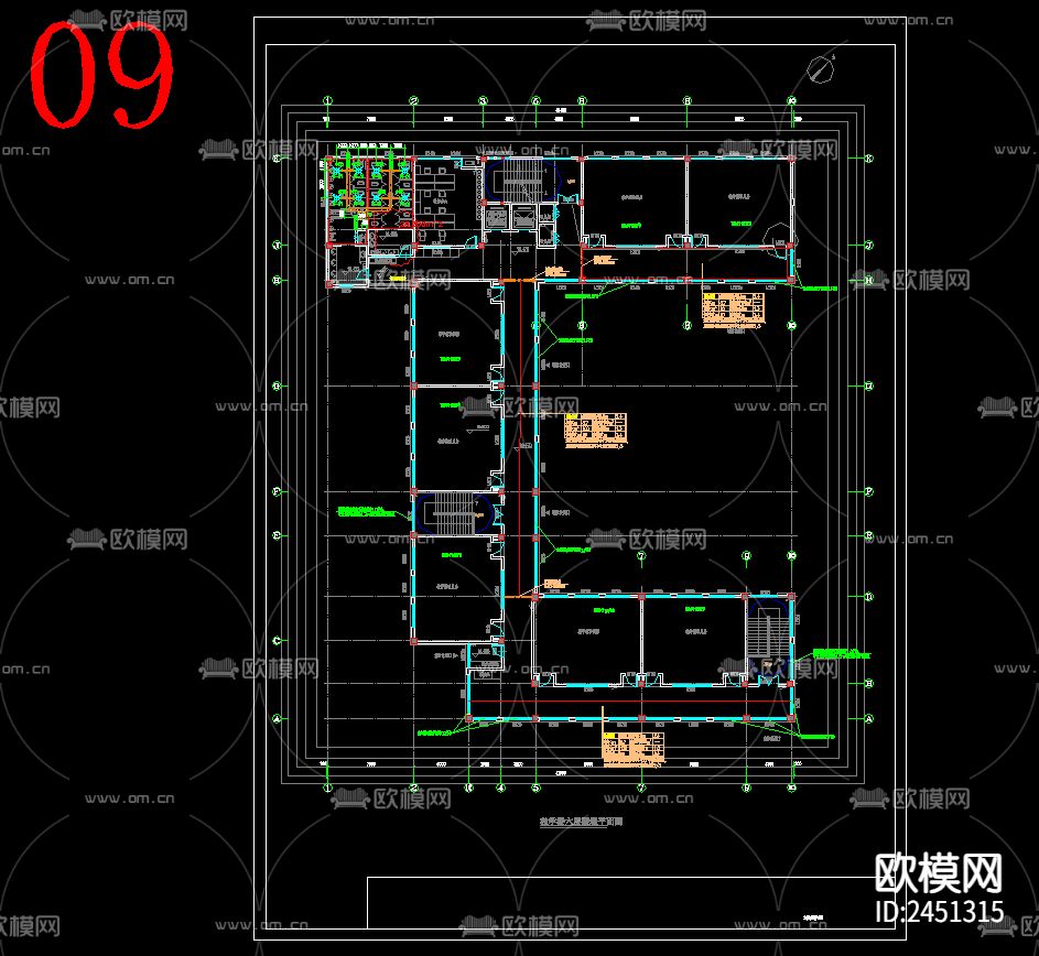 六层教学楼暖通CAD施工图下载（渲染图6）