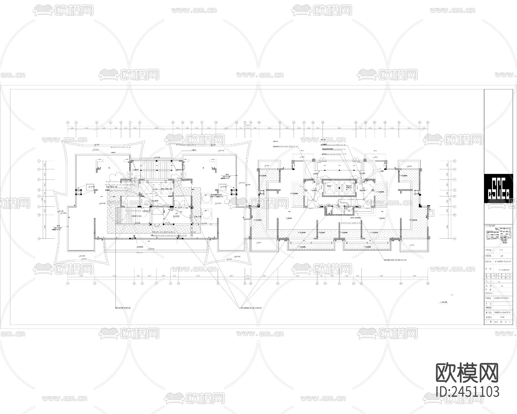 现代住宅标准层弱电竣工CAD施工图下载（渲染图9）