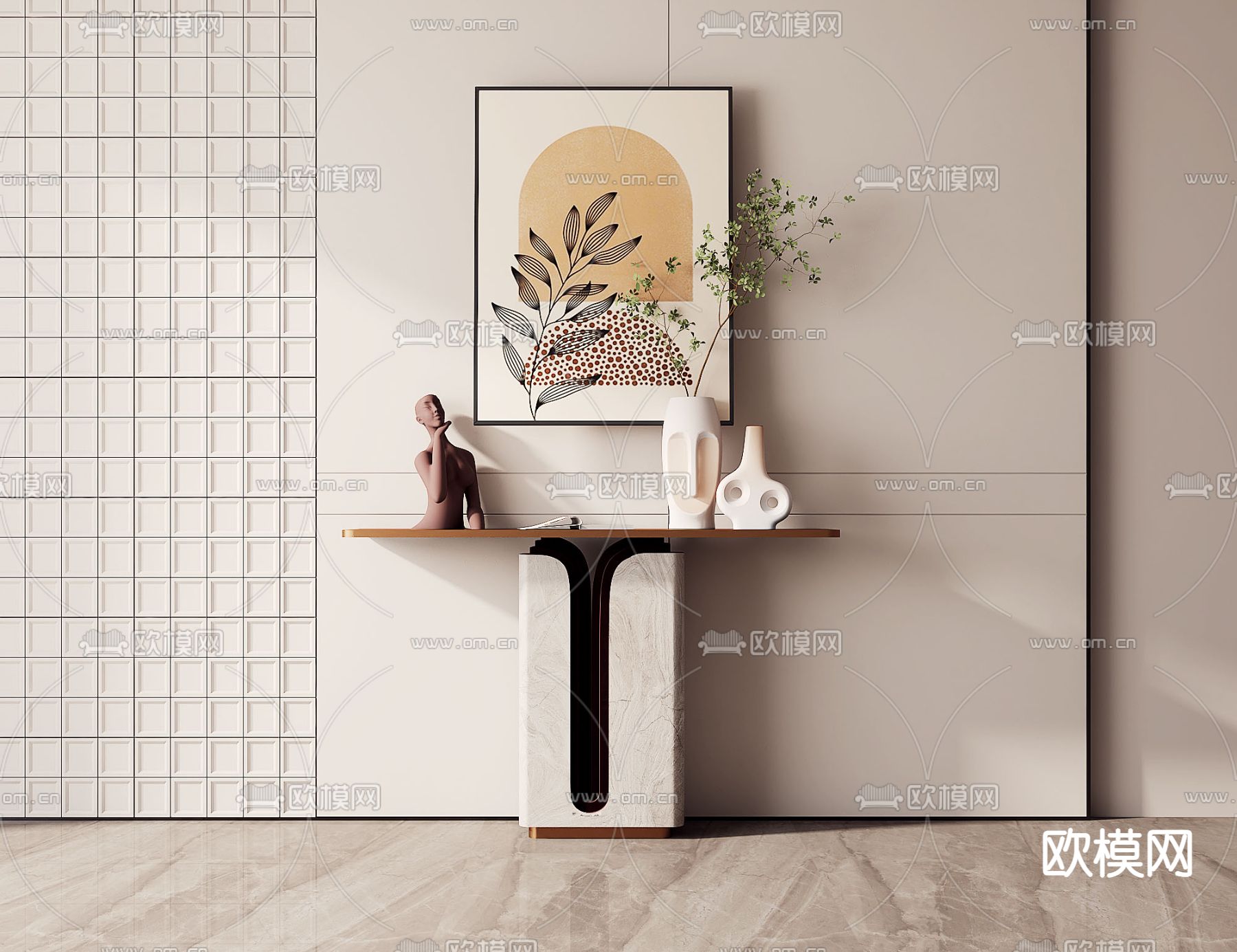 现代端景台 条案3d模型