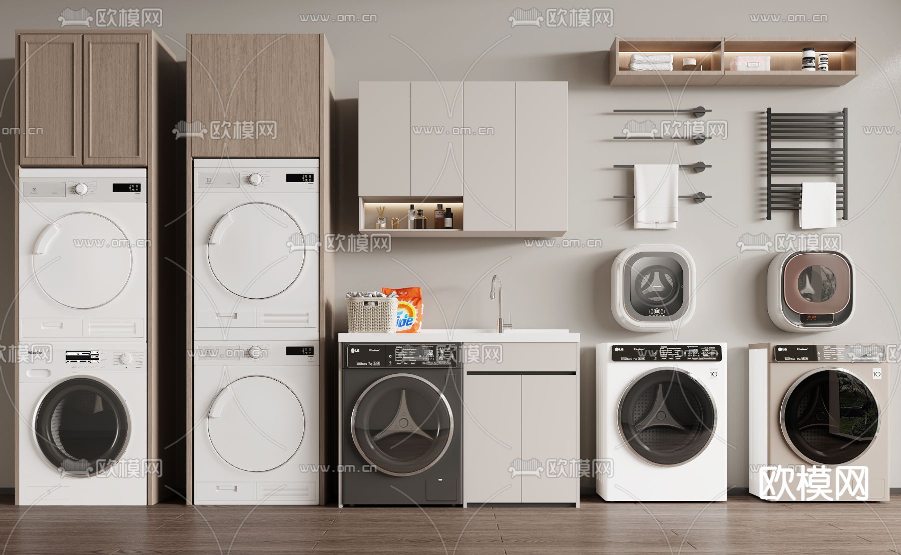 现代洗衣机柜3d模型下载