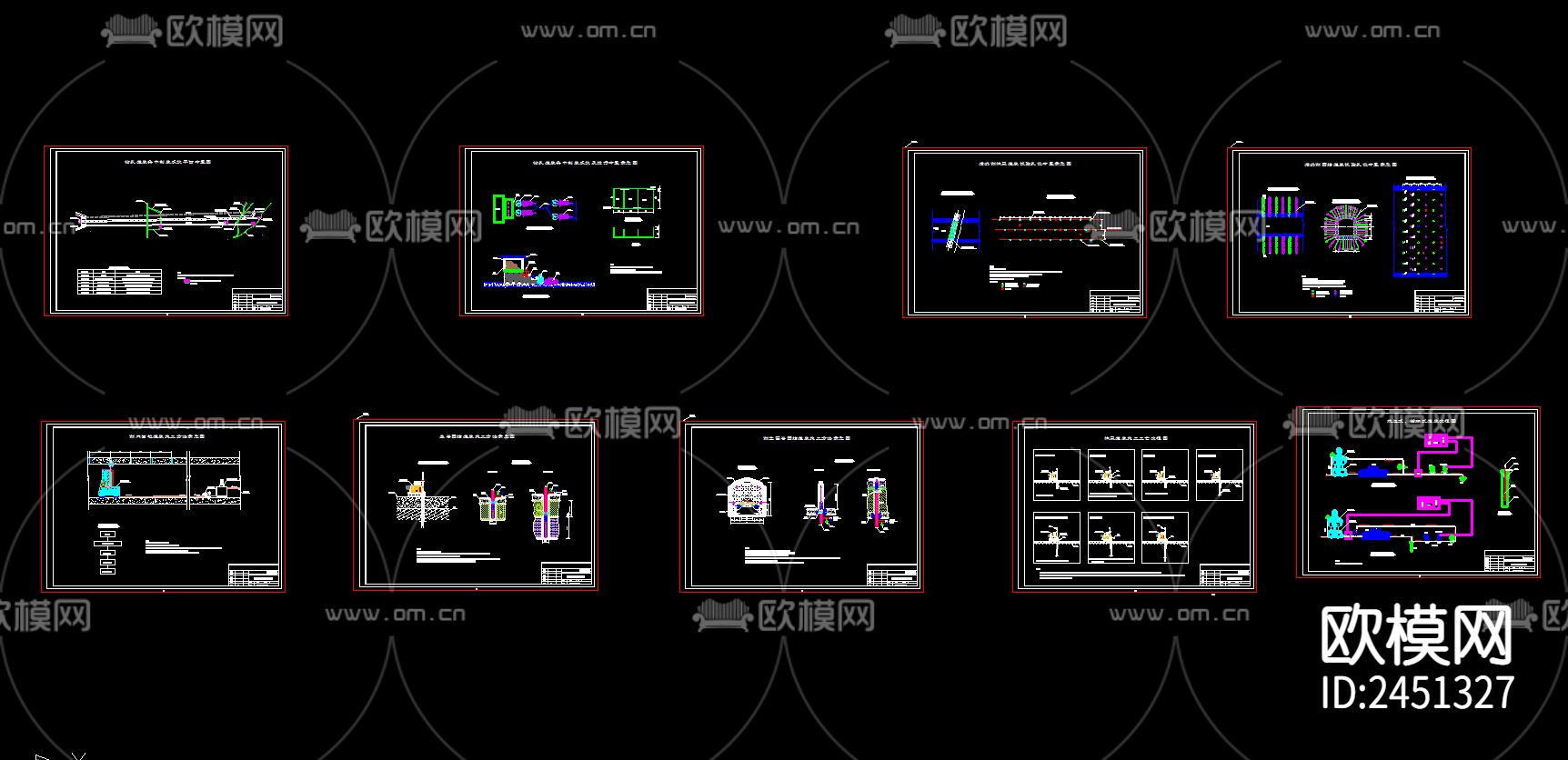泄洪隧洞钻孔灌浆CAD施工图下载（渲染图1）