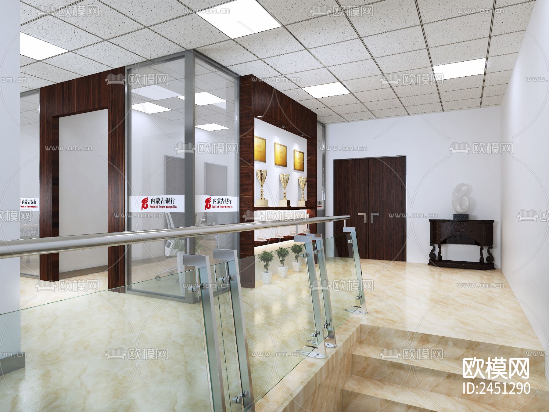 全套银行CAD施工图下载（渲染图10）