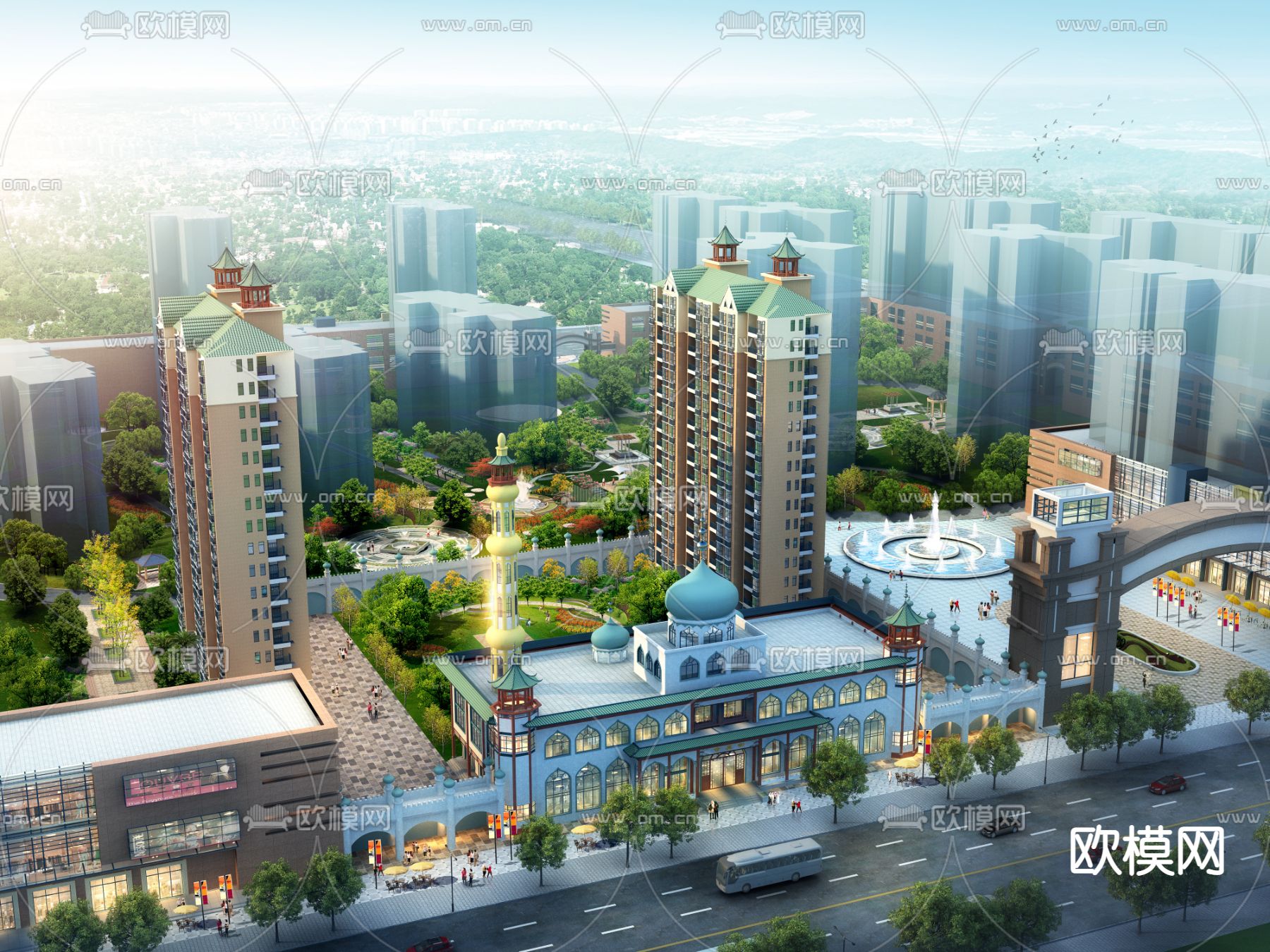 清真寺鸟瞰psd下载