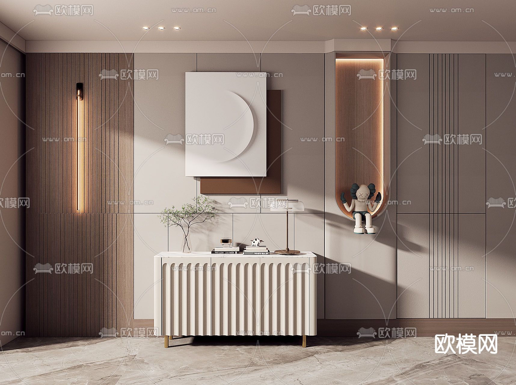 奶油风玄关柜 边柜3d模型