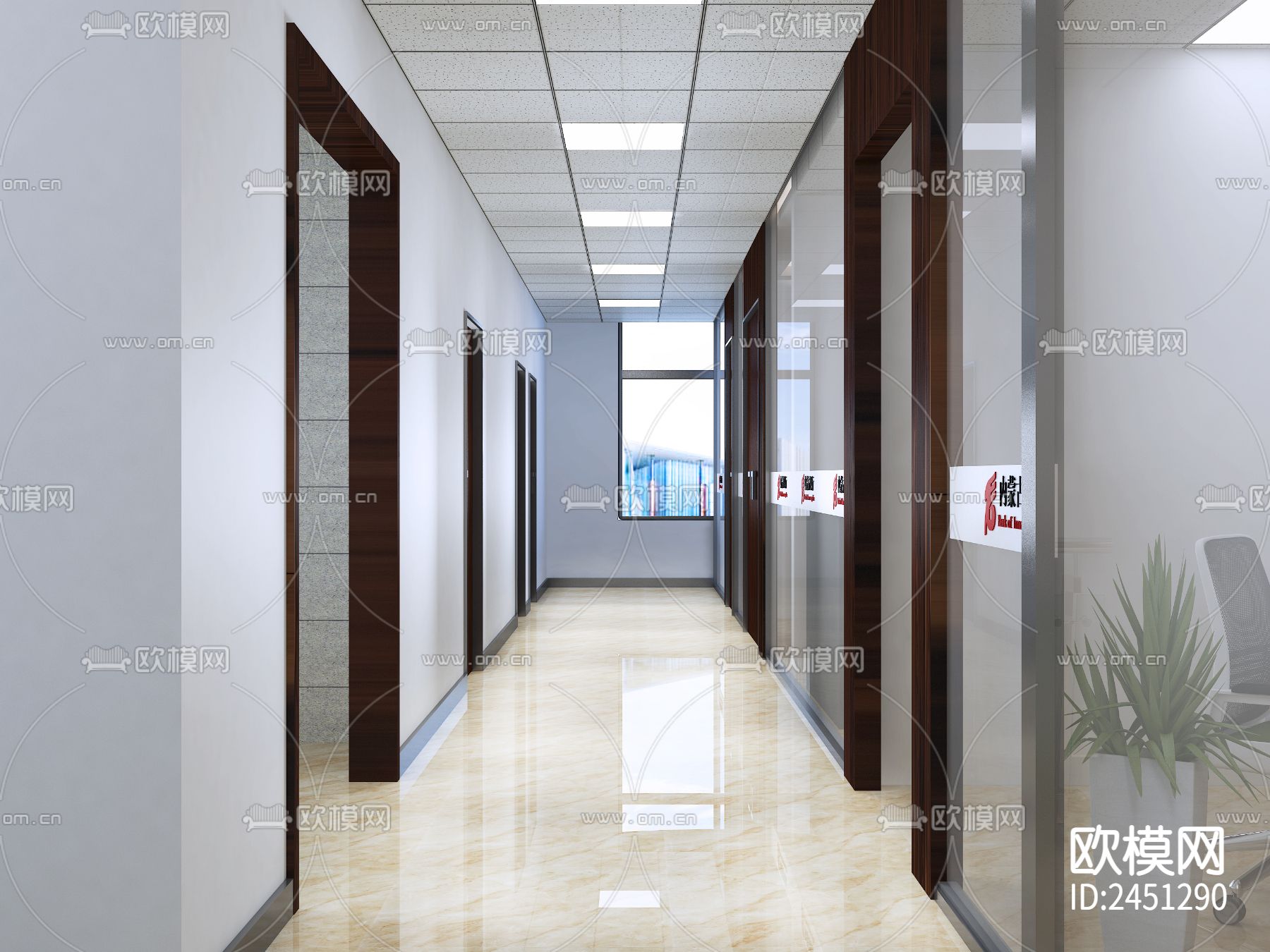 全套银行CAD施工图下载（渲染图3）