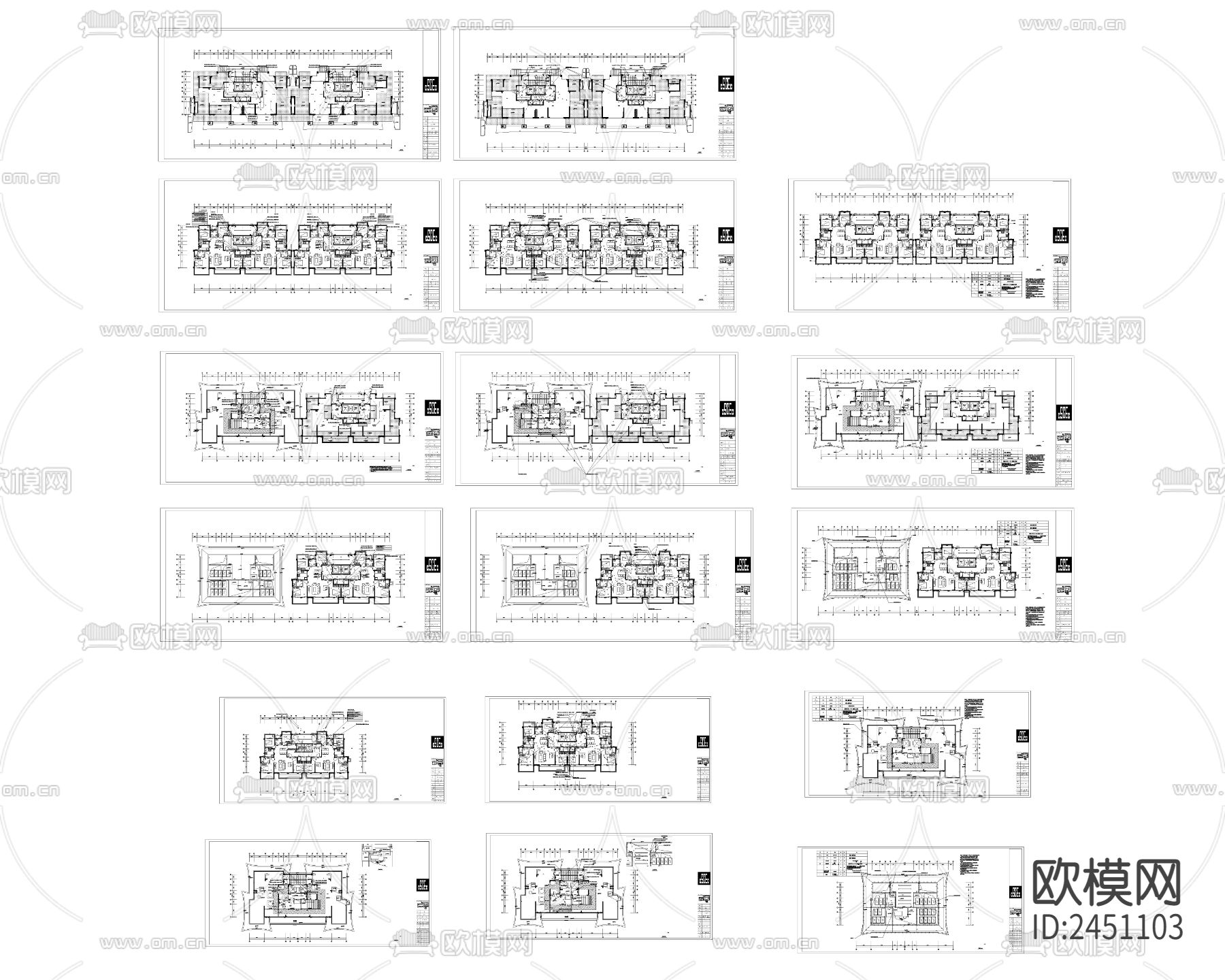 现代住宅标准层弱电竣工CAD施工图下载（渲染图8）