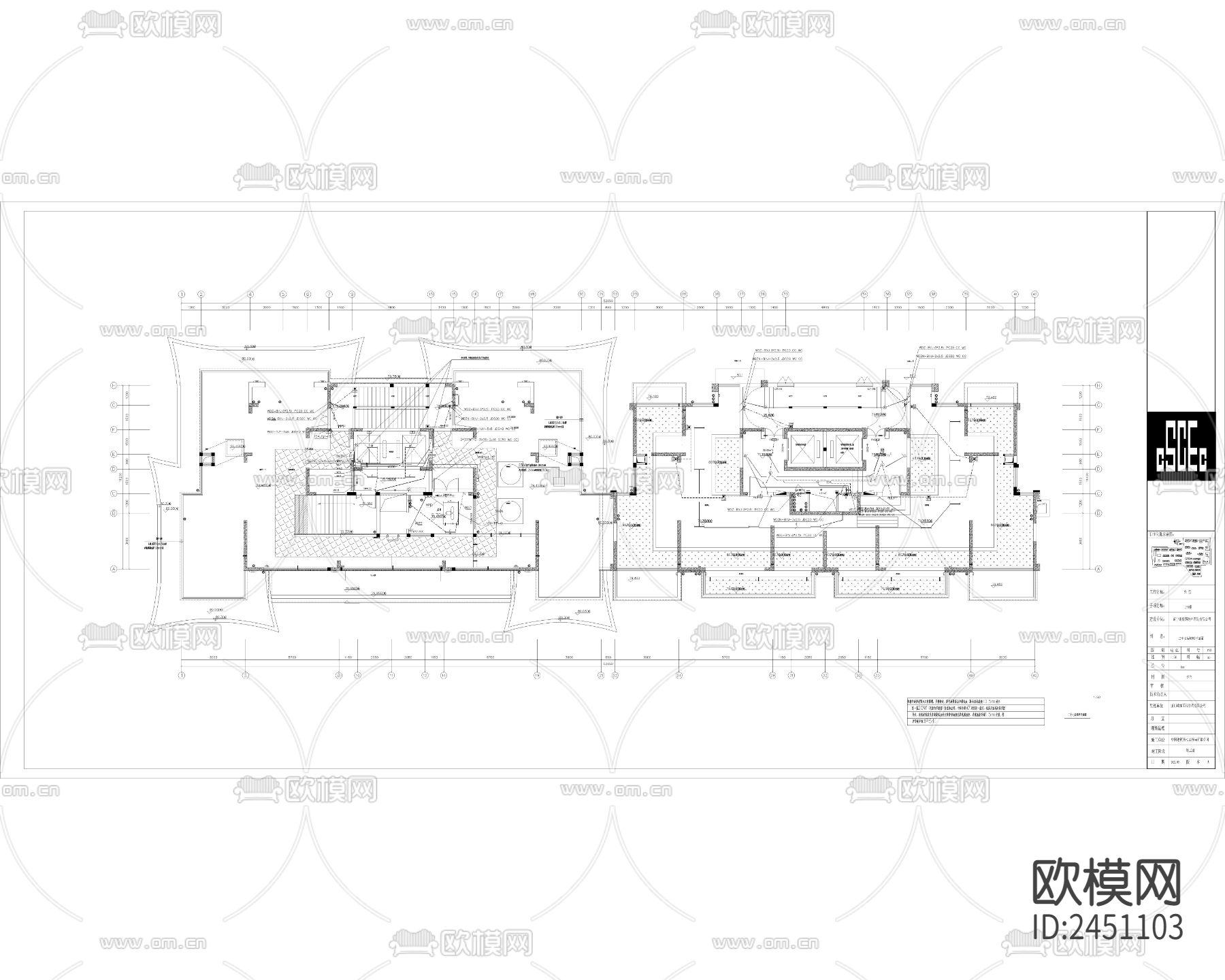 现代住宅标准层弱电竣工CAD施工图下载（渲染图7）