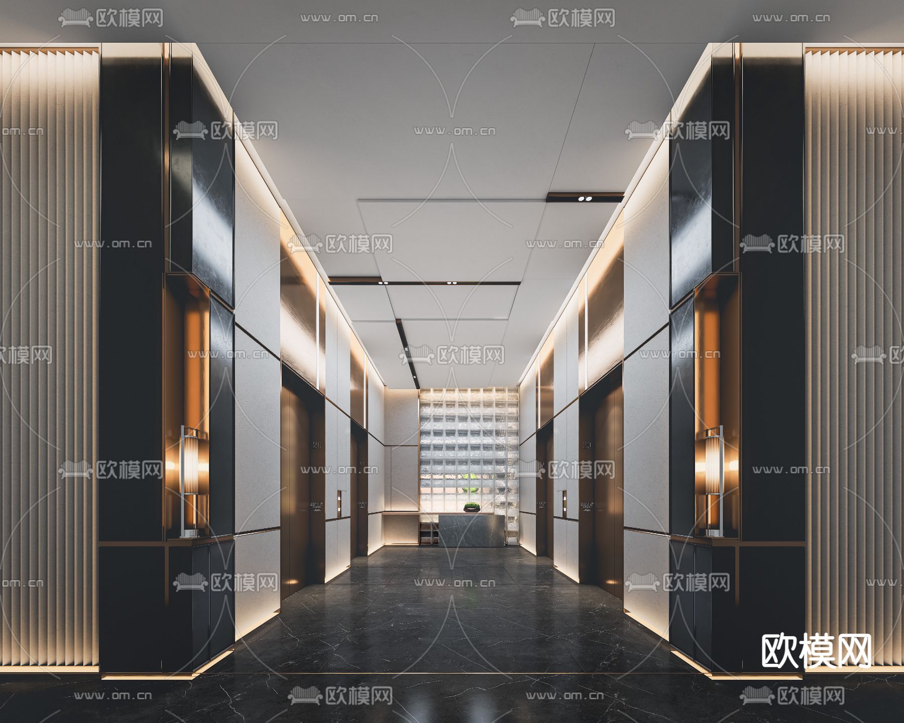 酒店电梯厅3d模型下载
