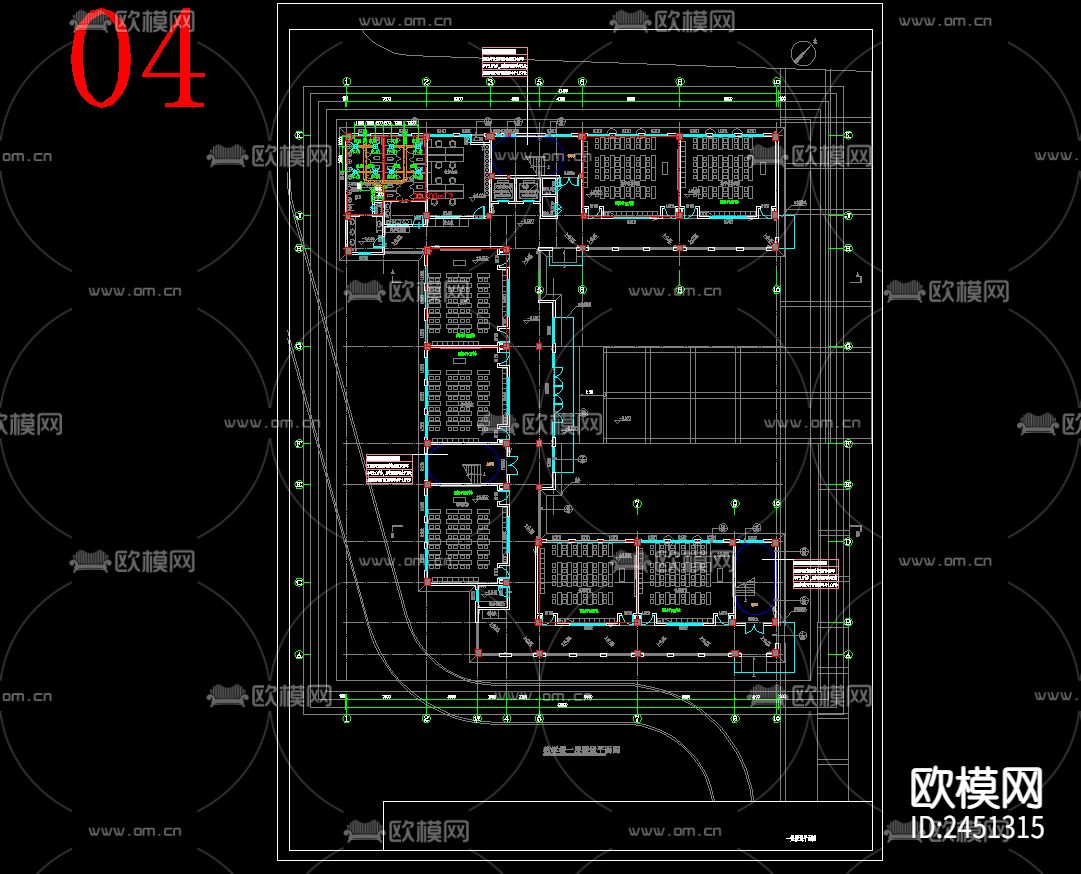 六层教学楼暖通CAD施工图下载（渲染图7）