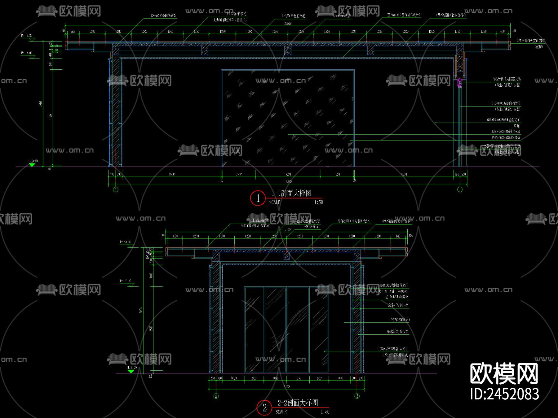 新中式入口大门CAD施工图下载（渲染图3）