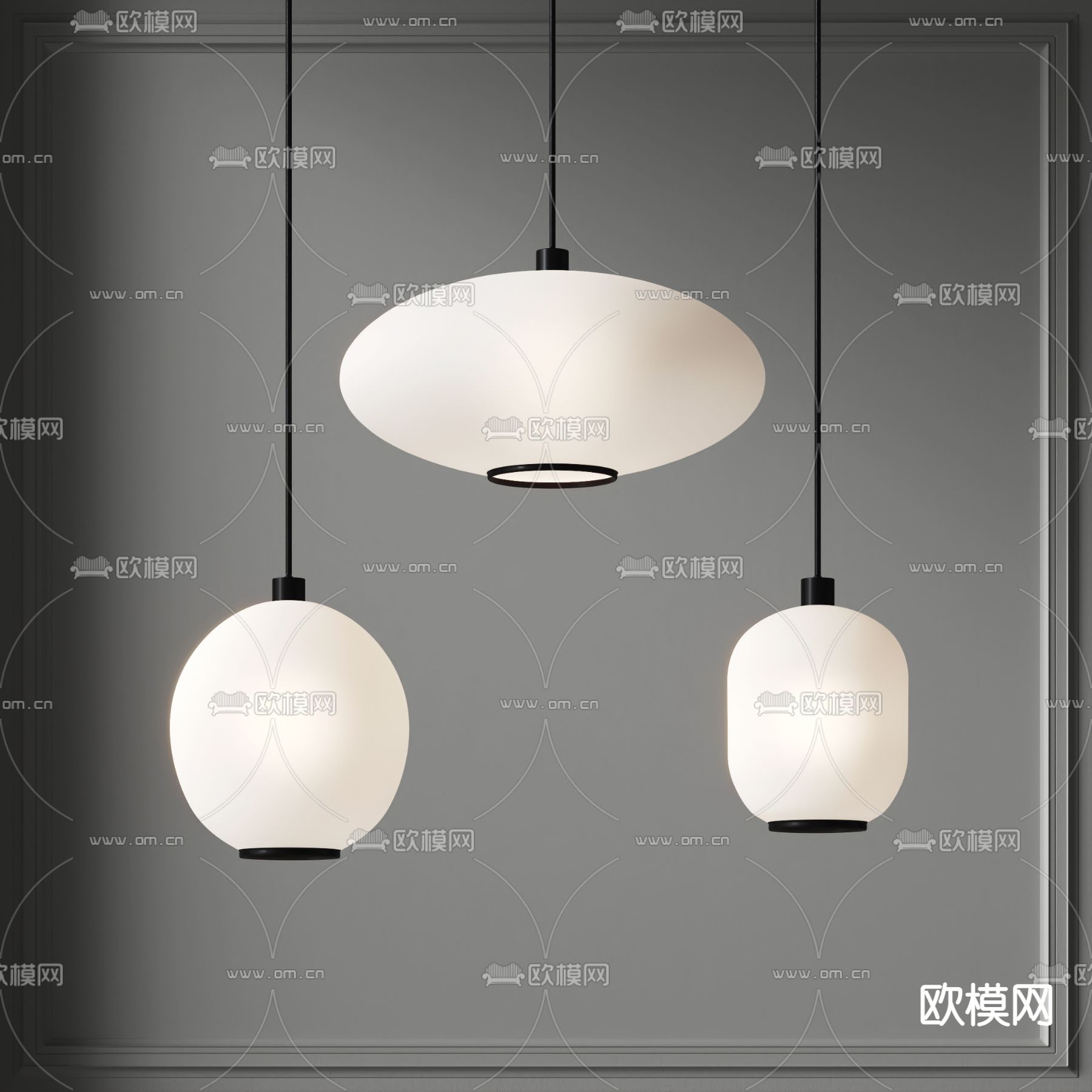 日式吊灯3d模型下载