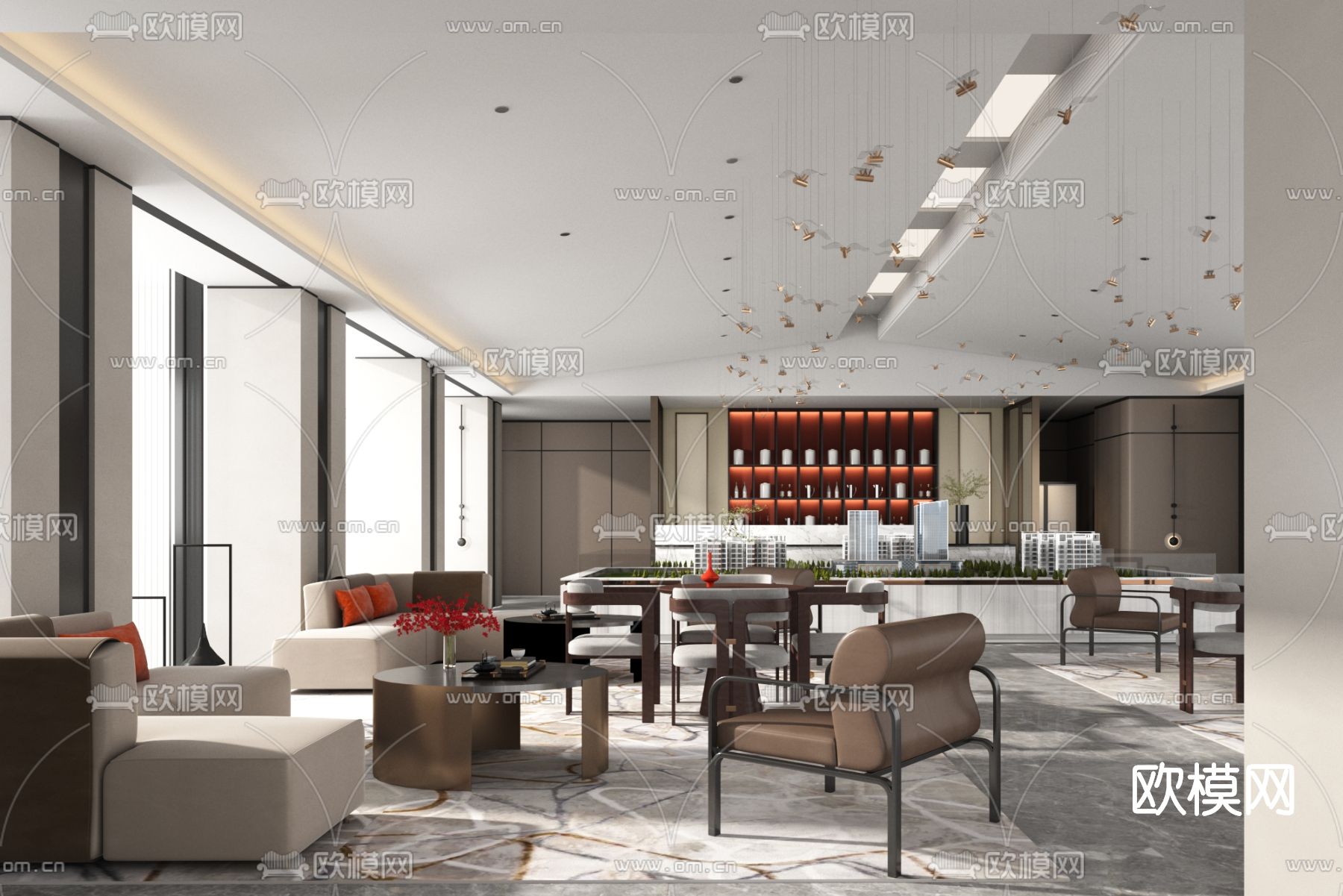 美纵设计 售楼处沙盘区3d模型下载