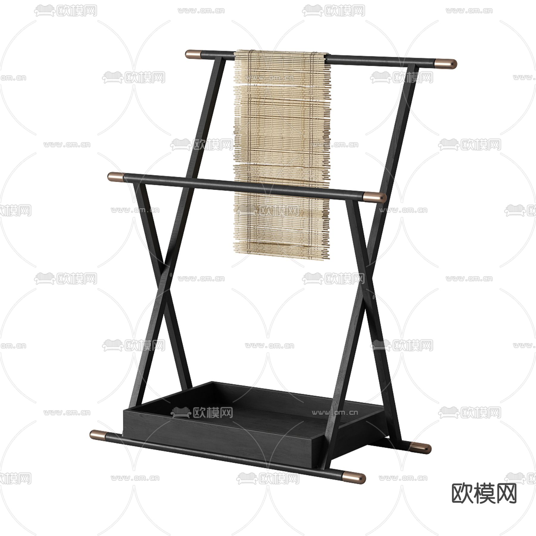 新中式极简创意衣帽架免费3d模型下载