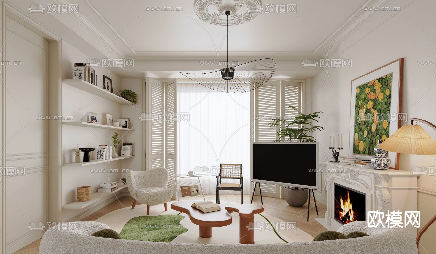 北欧客厅餐厅183d模型下载（渲染图3）