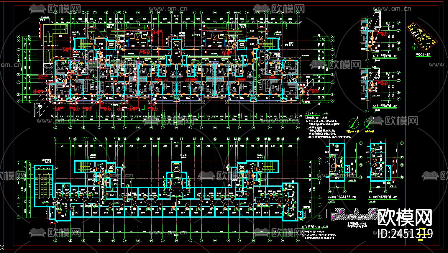 高层（二十七层）框架结构住宅小区建筑CAD施工图下载（渲染图1）