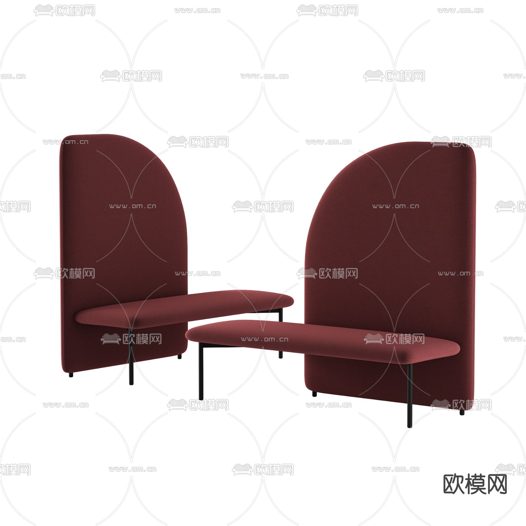 现代极简布艺双人沙发免费3d模型下载