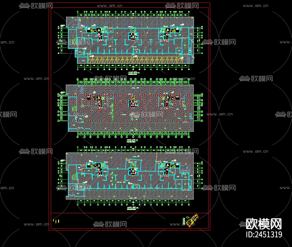 高层（二十七层）框架结构住宅小区建筑CAD施工图下载（渲染图3）
