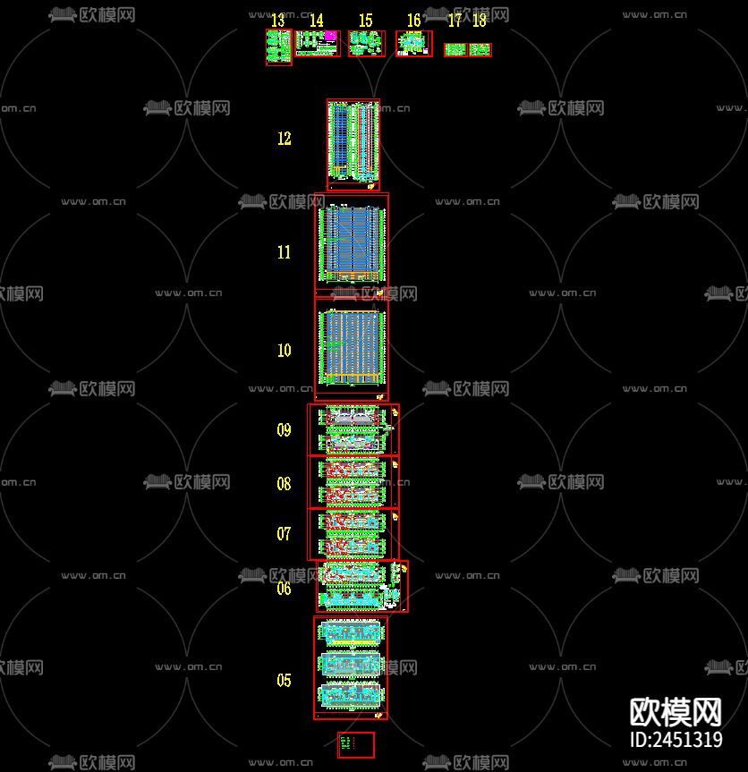 高层（二十七层）框架结构住宅小区建筑CAD施工图下载（渲染图2）