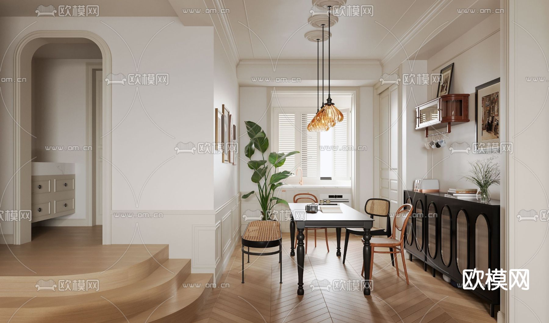 北欧客厅餐厅183d模型下载（渲染图2）
