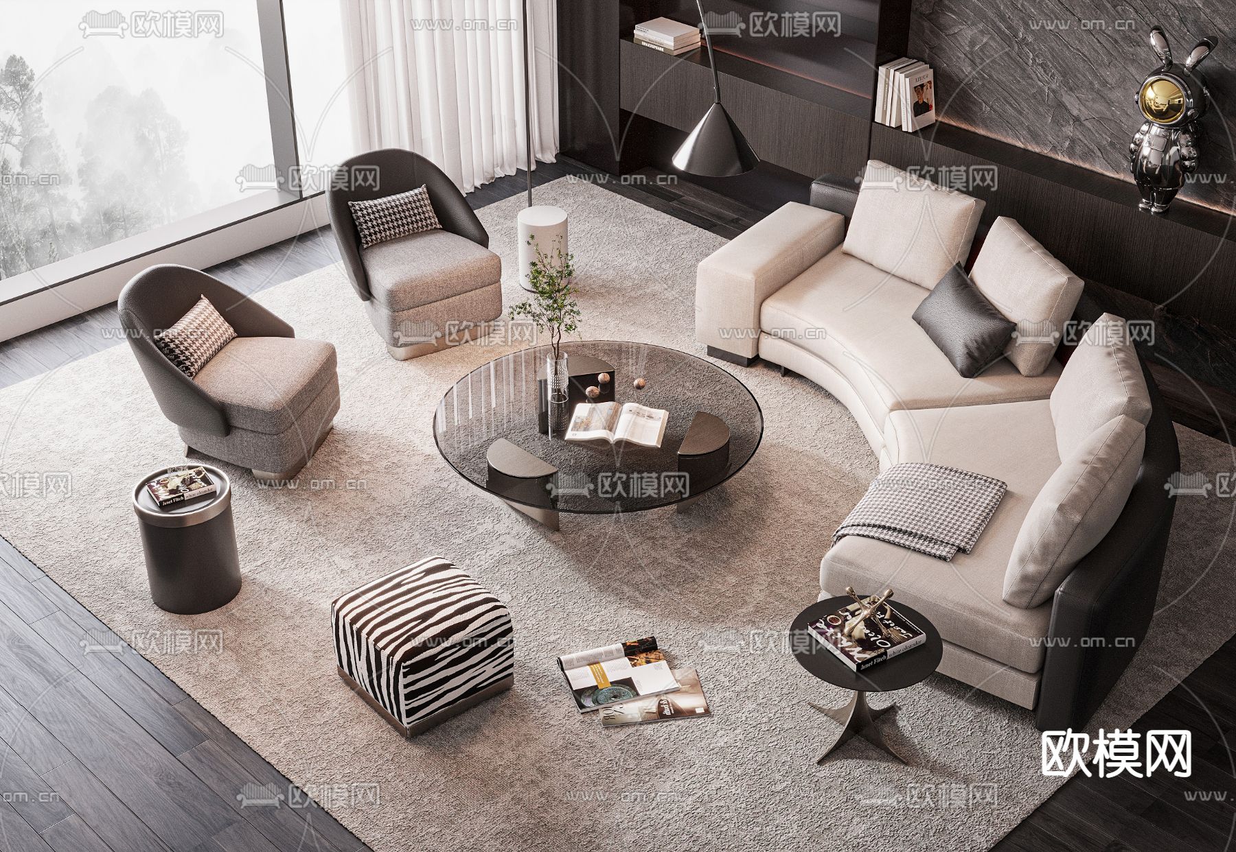 Minotti 组合沙发3d模型下载（渲染图1）