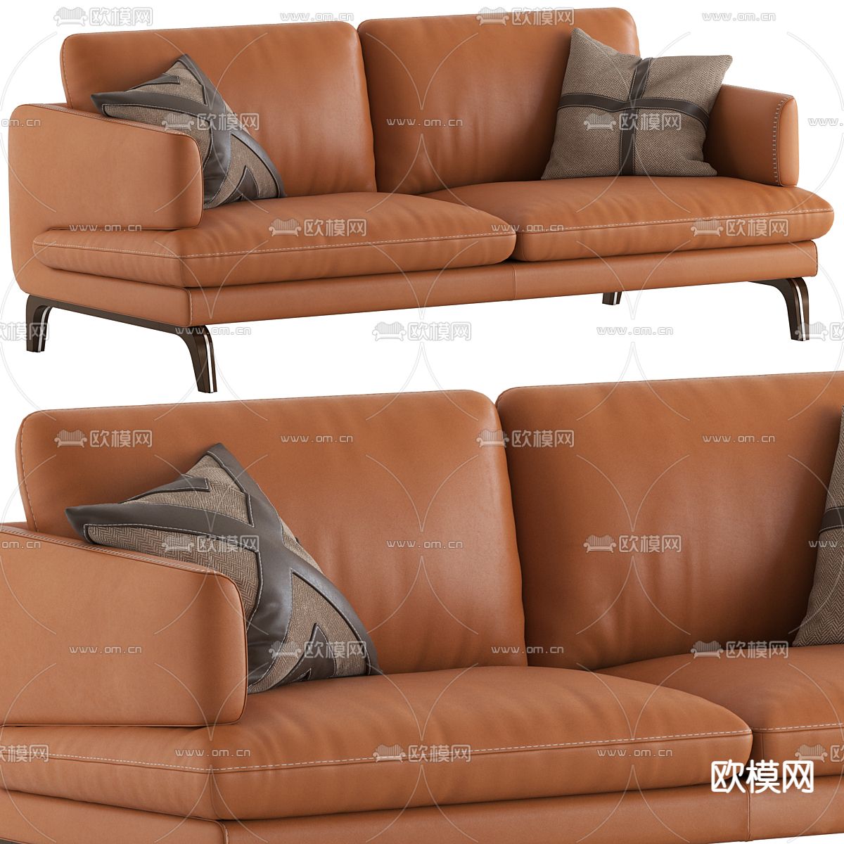 橘色双人沙发3d模型下载