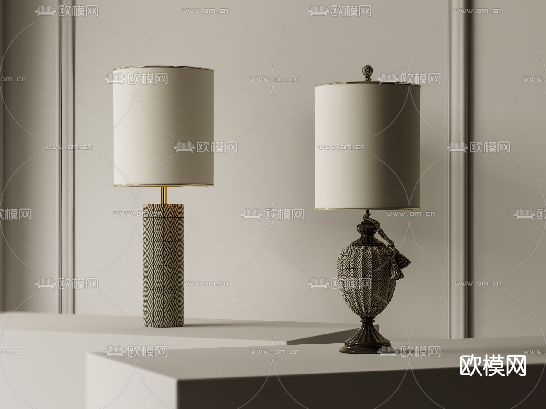 美式台灯3d模型下载