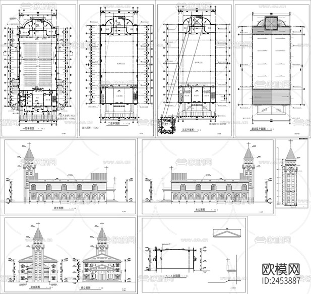 基督教堂建筑CAD施工圖下載(渲染圖3)