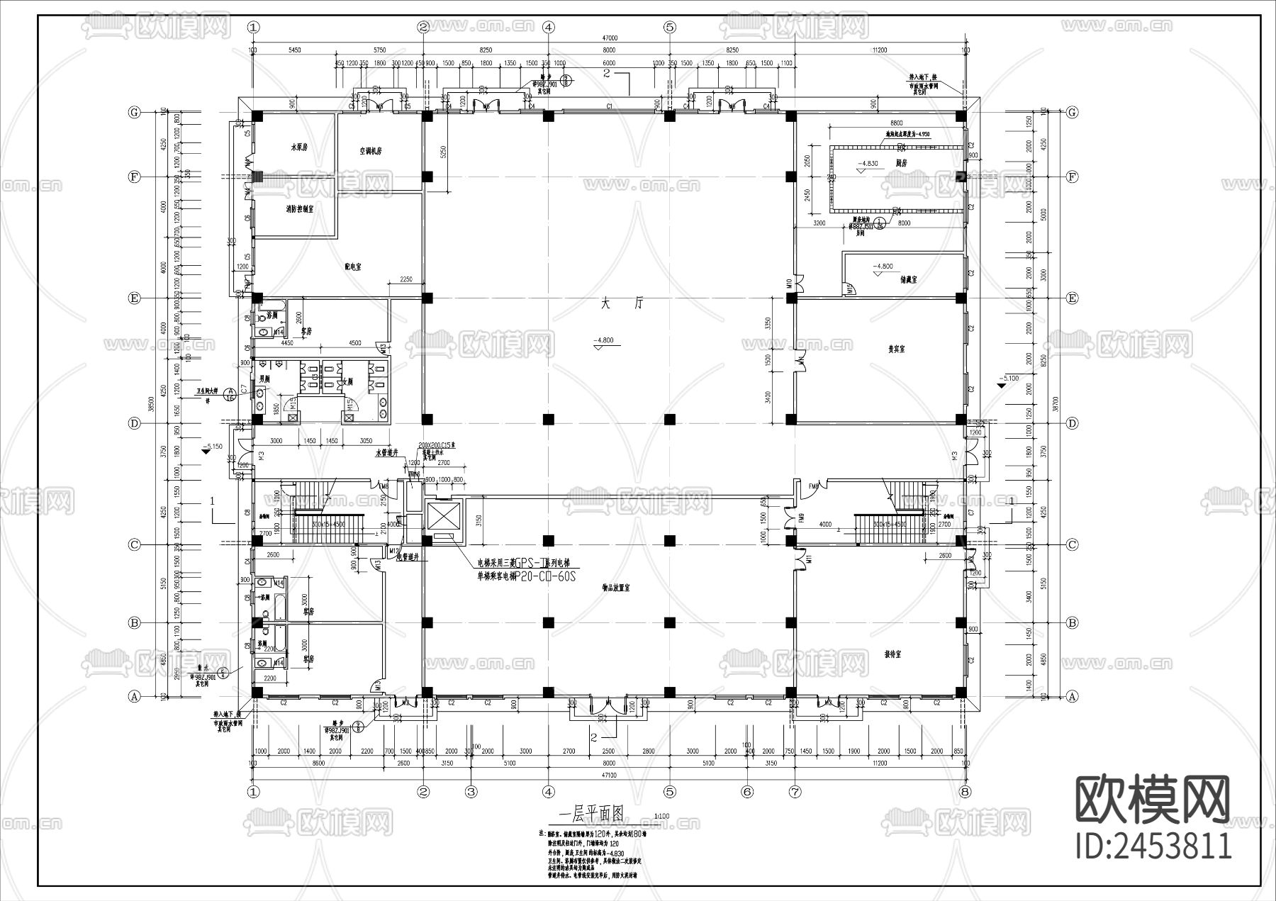 中式博物馆建筑CAD施工图下载（渲染图5）