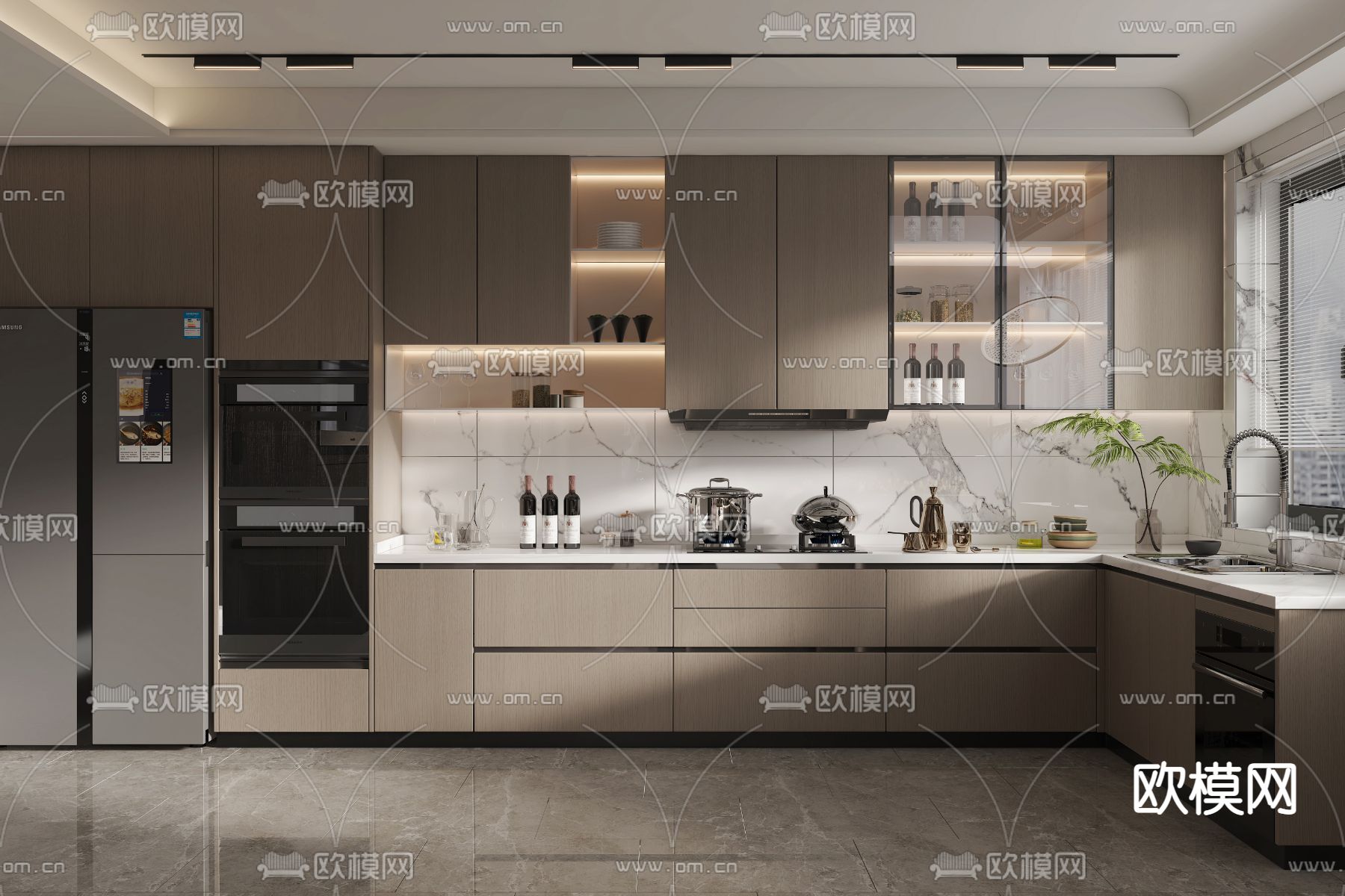 现代厨房 橱柜3d模型