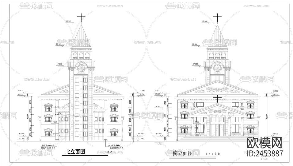 基督教堂建筑CAD施工圖下載(渲染圖2)