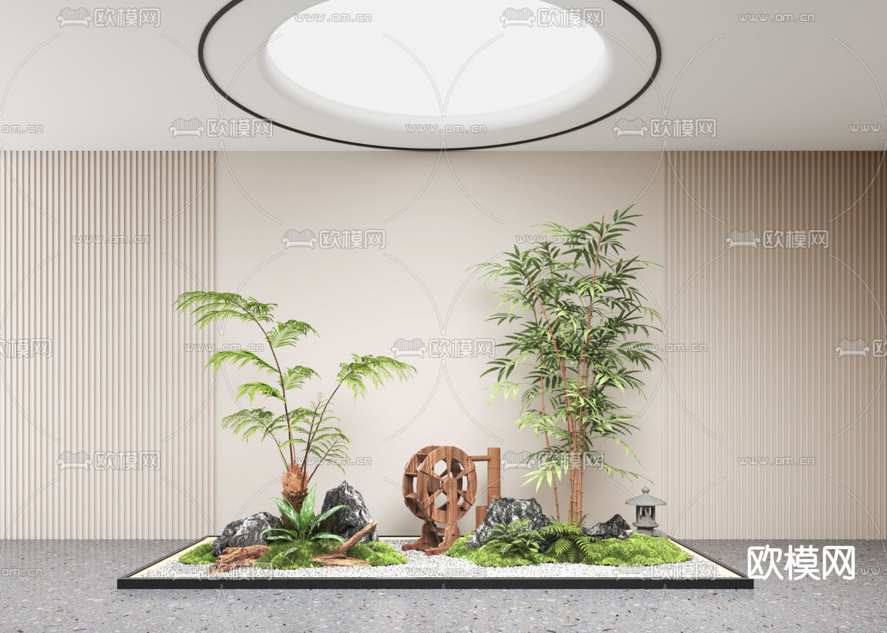 室内景观造景 植物堆3d模型下载