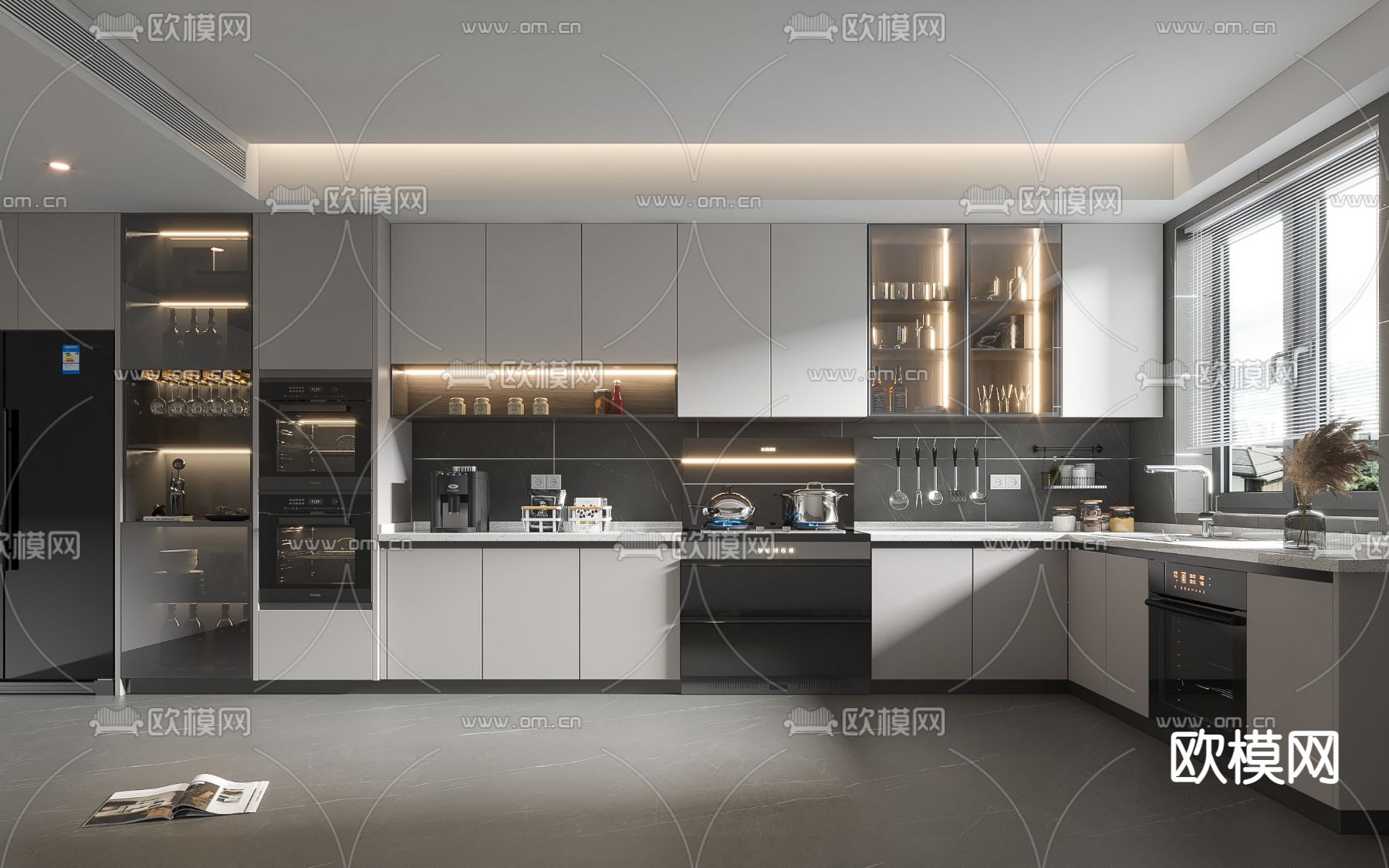 现代厨房 橱柜3d模型