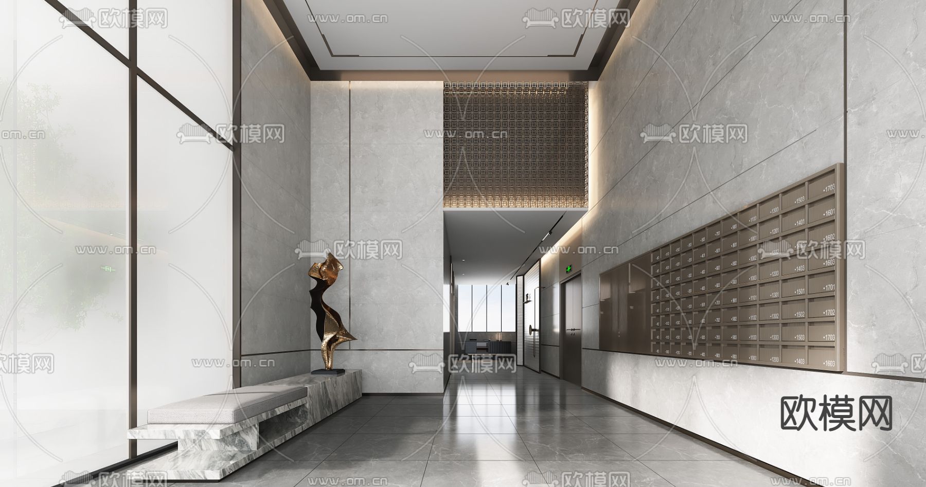 住宅楼电梯间 电梯厅3d模型下载