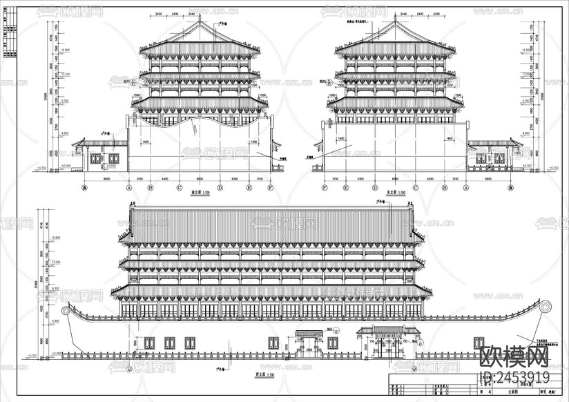 船舫(旱船)水上餐廳建筑CAD施工圖下載(渲染圖1)