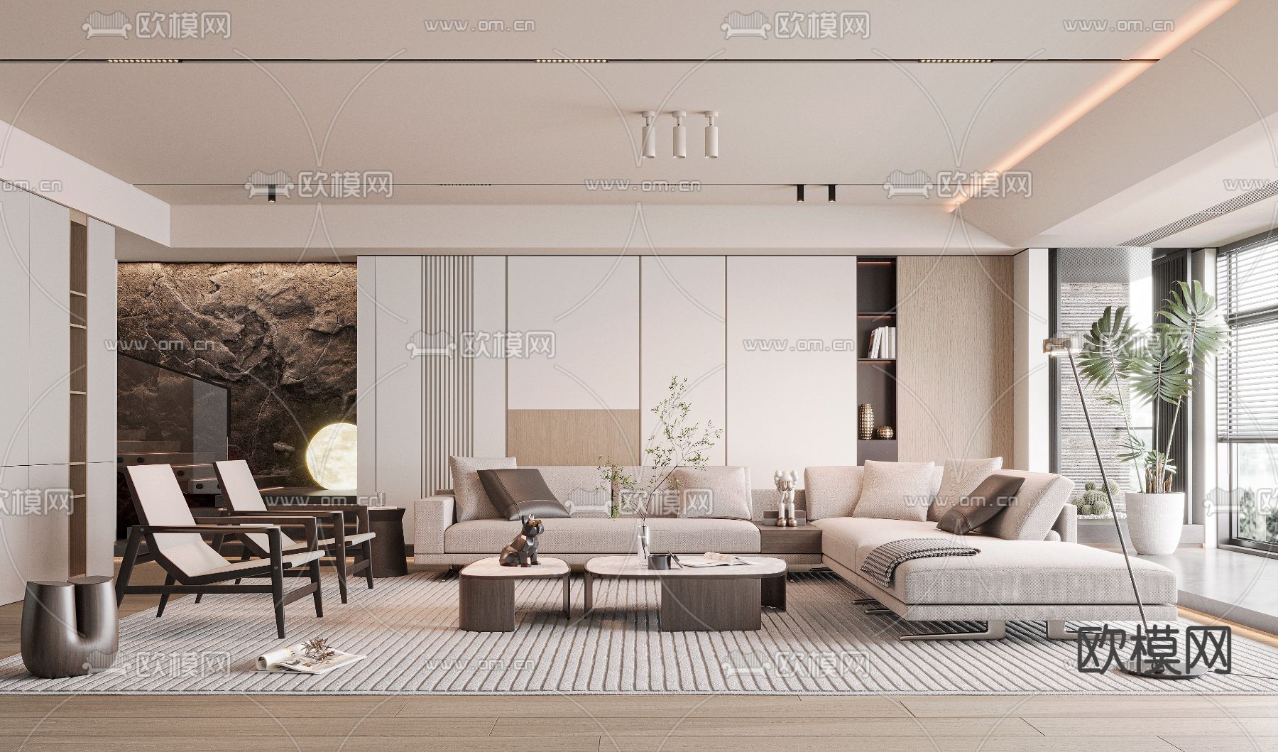 Poliform 复式客厅3d模型下载（渲染图1）