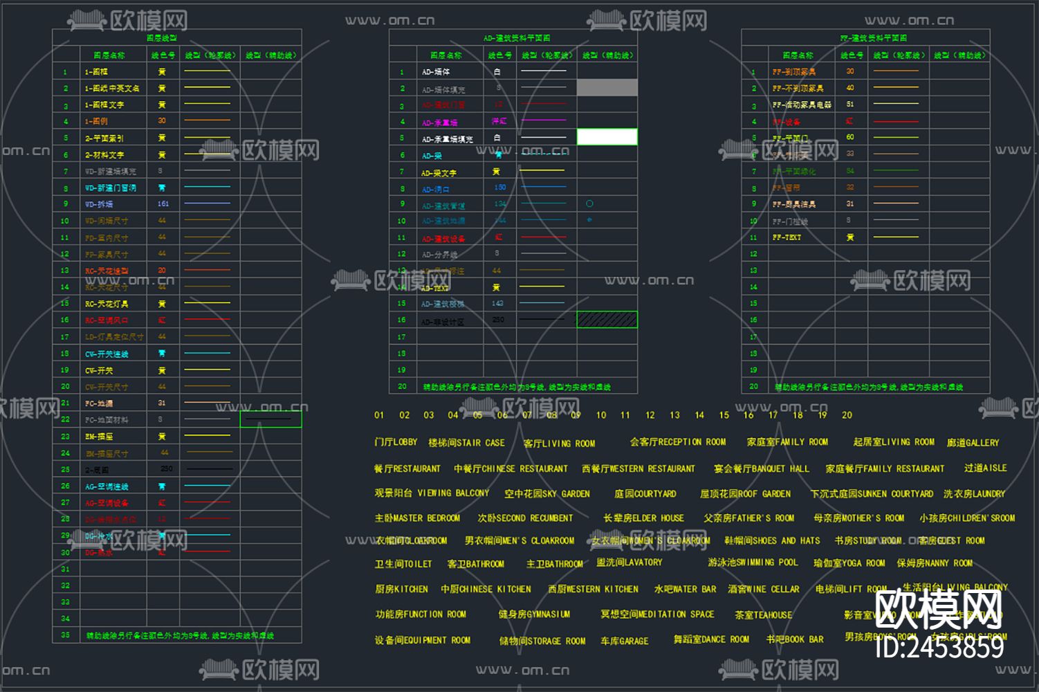 设计公司2023最新图层线型文字CAD图库下载（渲染图4）