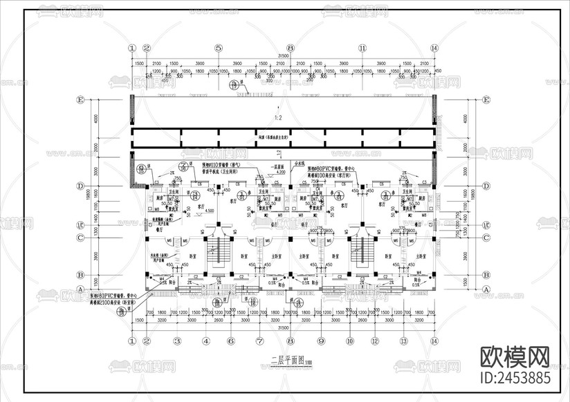 徽式建筑CAD施工圖下載(渲染圖7)