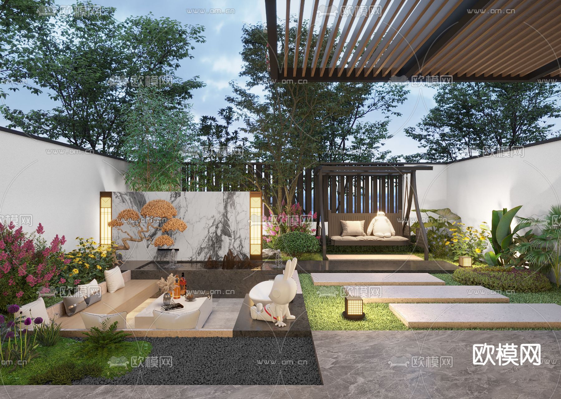 庭院景观 阳台花园3d模型下载