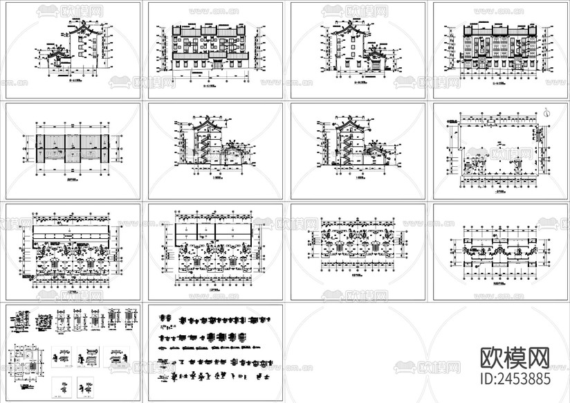 徽式建筑CAD施工圖下載(渲染圖6)