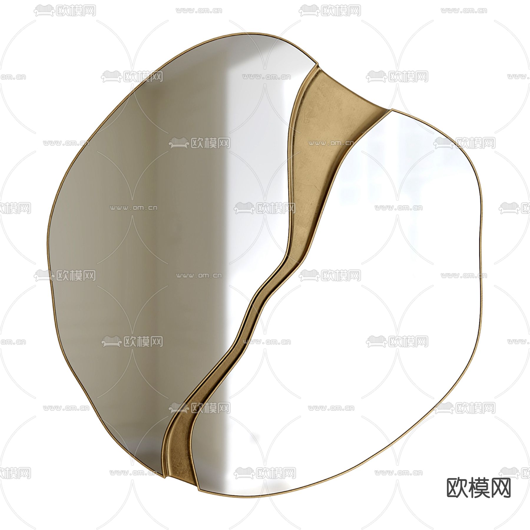 轻奢异形镜子 装饰镜3d模型下载（渲染图1）