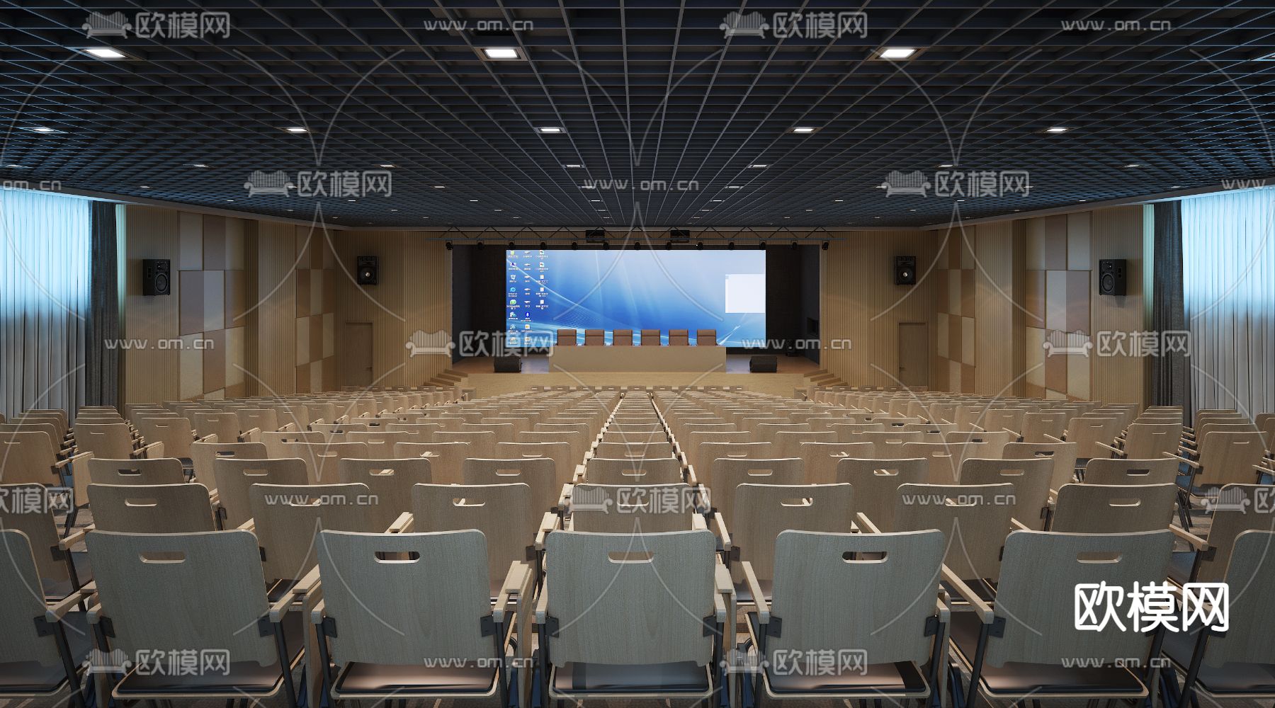 现代学校报告厅3d模型下载