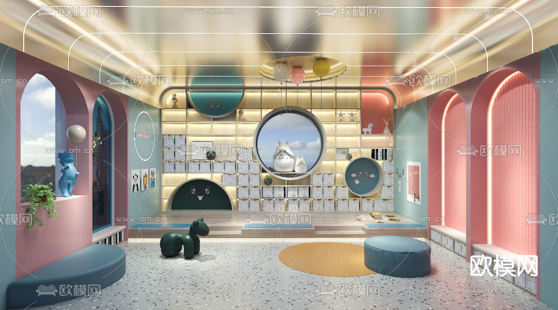 现代图书馆儿童阅览室3d模型下载