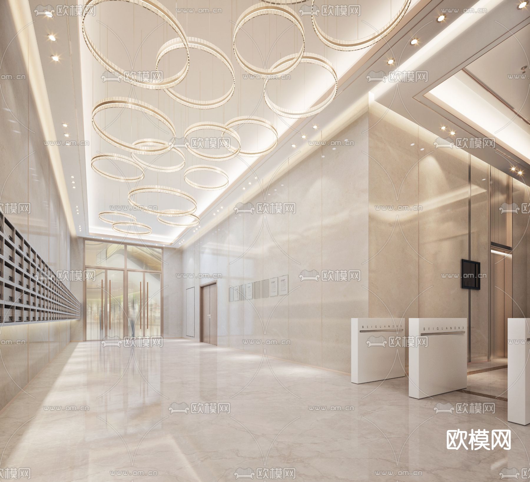 现代公寓大厅 电梯厅3d模型下载（渲染图3）