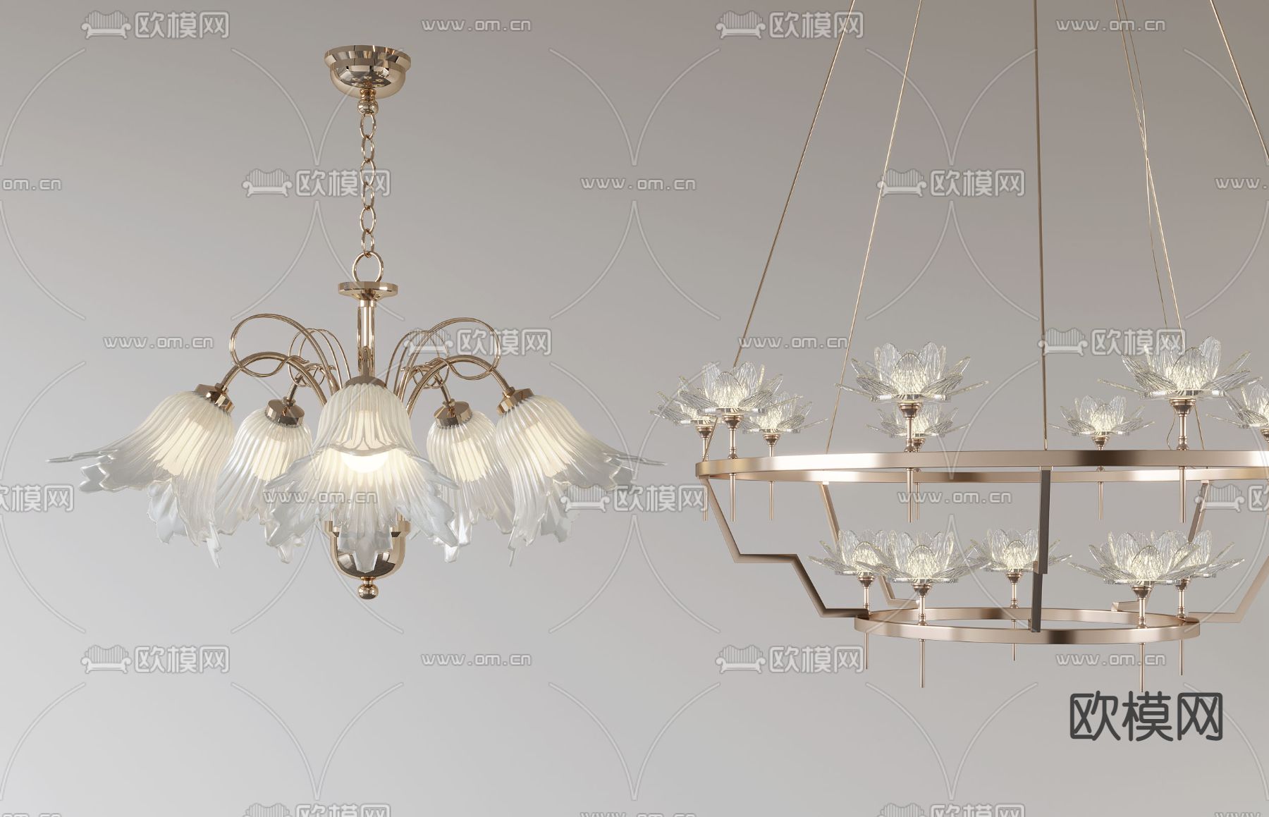 法式花朵吊灯 多头吊灯3d模型下载