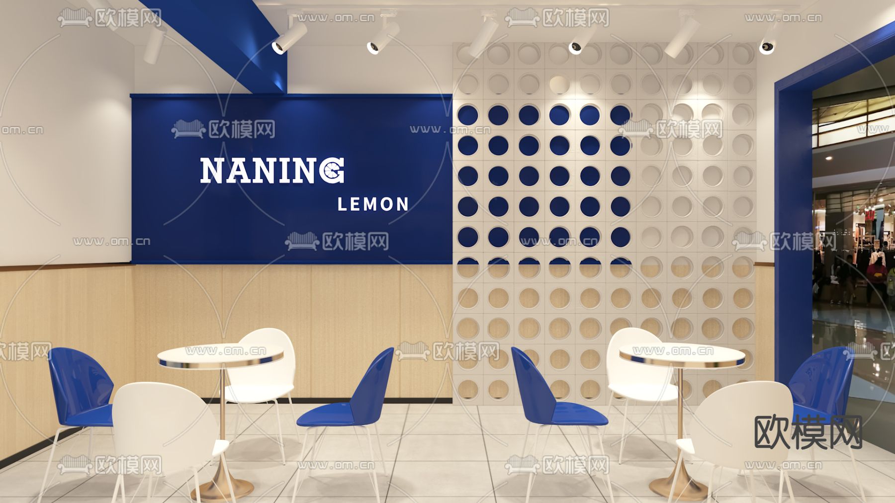 克莱因蓝 奶茶店3d模型下载（渲染图2）