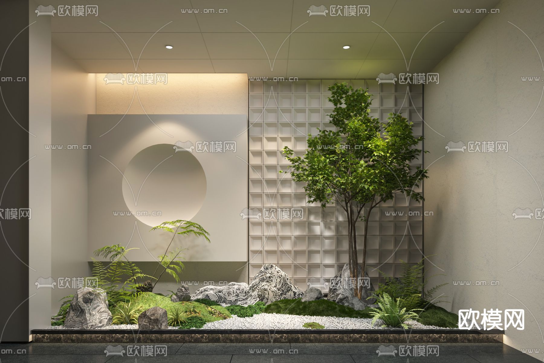 现代盆栽 室内景观3d模型下载