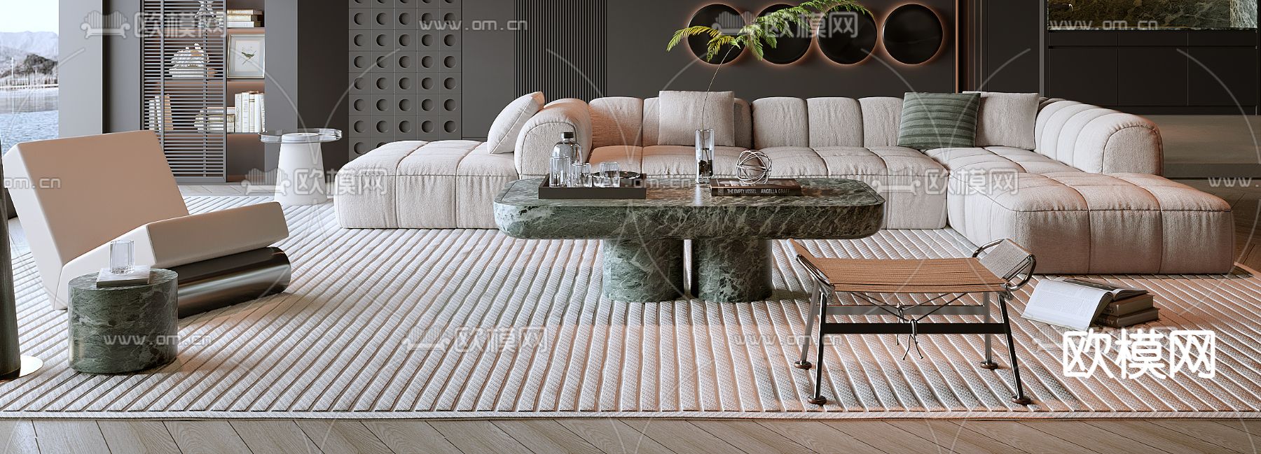 暗黑风客厅3d模型下载（渲染图4）