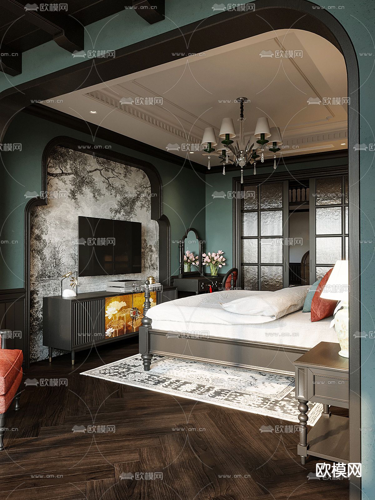 东南亚卧室 主人房3d模型下载（渲染图5）